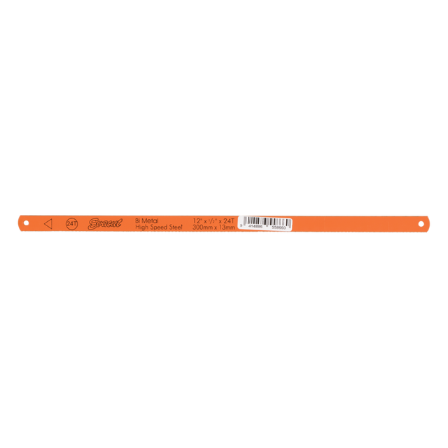 EVACUT 24T bimetal hacksaw blade, 300mm, offers durable cuts in metal, plastic, and wood with 24 teeth per inch.