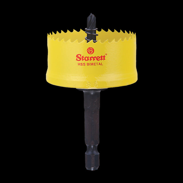 STARRETT 38mm Smooth Holesaw for precision cutting in various materials with HSS construction and includes arbor and pilot drill.