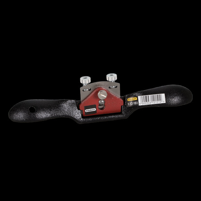 STANLEY Flat Base Spokeshave with durable steel blade and ergonomic handles for precise woodworking and smooth finishes.