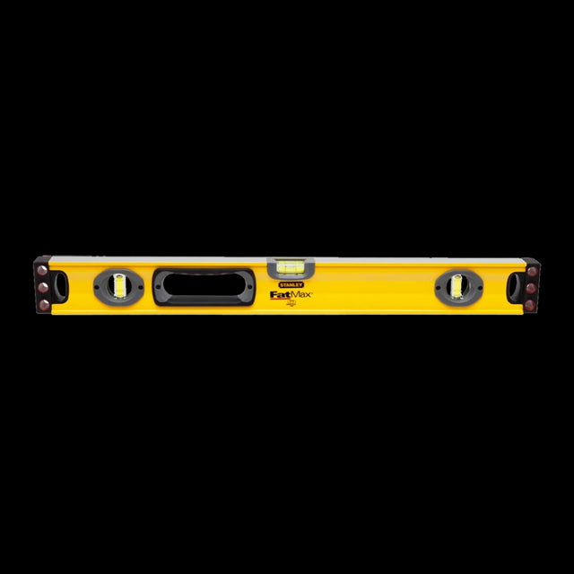 STANLEY 600mm Fatmax Box Builders Level with magnetic base, high-visibility vials, and shock-absorbing end caps for precision on-site.