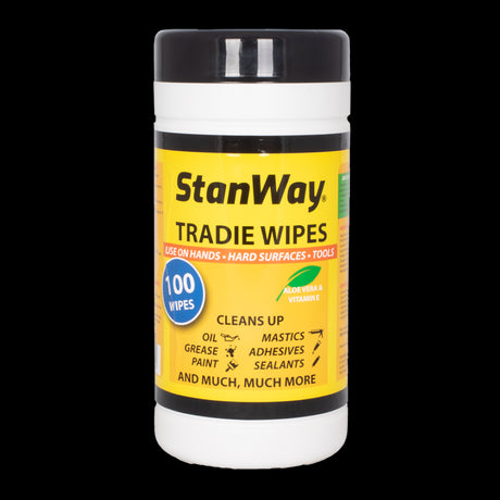 STANWAY Tradie Wet Wipes - 100 antibacterial wipes for effective cleaning on job sites and home renovations.