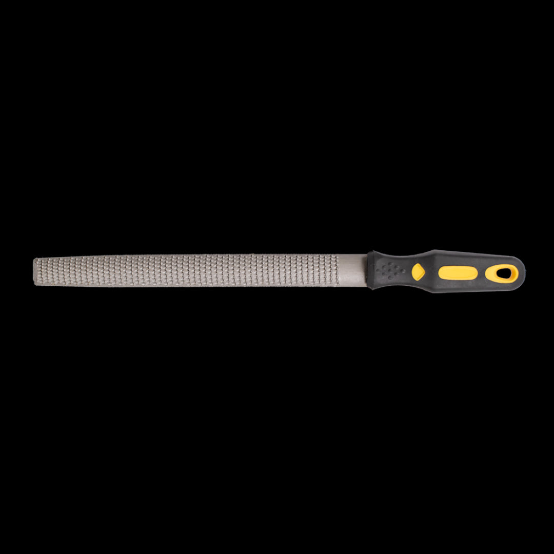 STANWAY 250mm Half Round Wood Rasp File for precise shaping and smoothing of wood and soft metals, featuring an ergonomic grip.