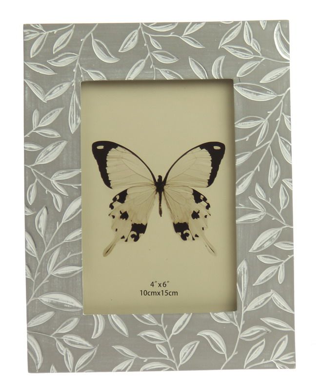Photo Frame - Etched Small Leaves (4 x 6") GREYPF1049-46 GREY