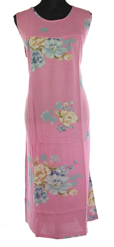 Pyjama Dress - Floral On Pink Long