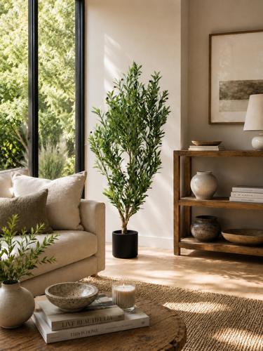 Real Touch Olive Tree Artificial Plant in Black Pot