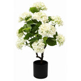 Real Touch White Hydrangeas Artificial Plant in Black Pot