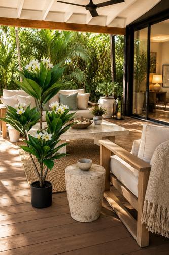 Real Touch Frangipani Artificial Plant in Black Pot