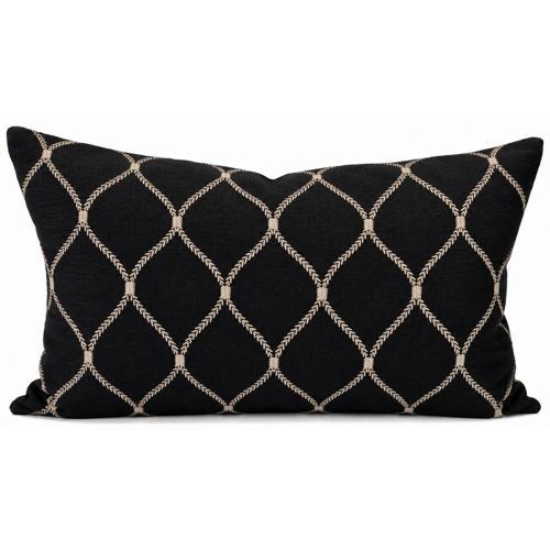 Diamond Embroidered Black Linen Cushion Cover - Snugg & Co 400x600