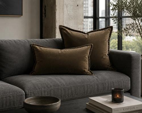 Velvet Olive Cushion Cover - Snugg & Co 550x550
