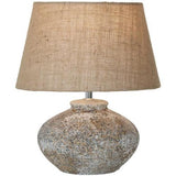 Grey Stone Ceramic Table Lamp with Hessian Shade 295x295x340