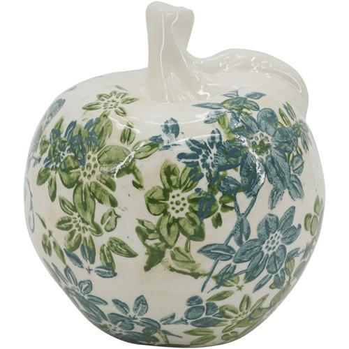 Ceramic Green Floral Apple Ornament