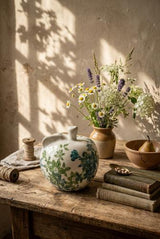 Ceramic Green Floral Apple Ornament