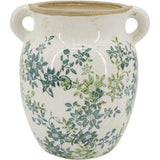 Ceramic Green & Blue Floral Vase 225x190x245