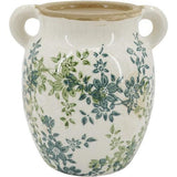 Ceramic Green & Blue Floral Vase 190x160x195