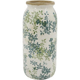 Ceramic Green & Blue Floral Vase 140x140x320