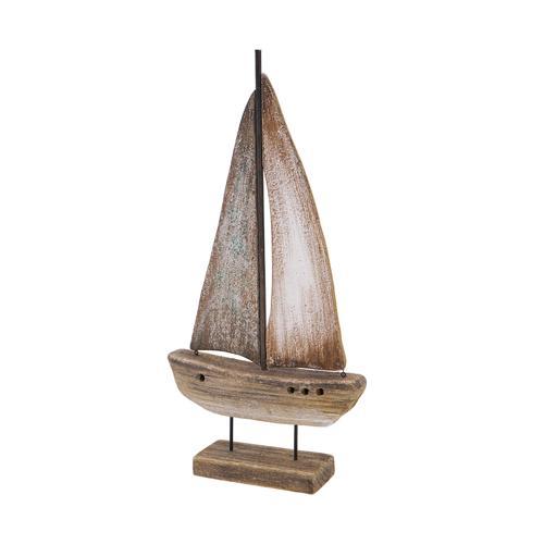 Wooden Yacht Coastal Ornament