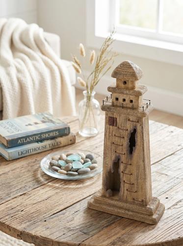 Wooden Lighthouse Coastal Ornament 225x90x450