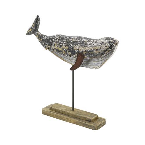 Wooden Whale Coastal Ornament
