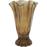 Brown Ruffle Glass Vase