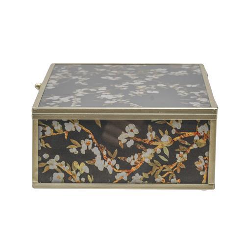 Floral Bird Glass Decorative Box Set of 2 - SE3138