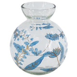 Blue Botanical Painted Glass Vase 150x150x216