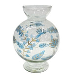 Blue Botanical Painted Glass Vase 150x150x216