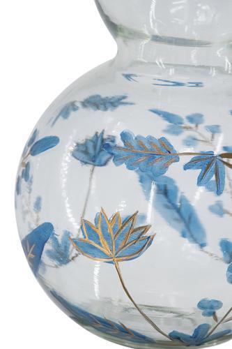 Blue Botanical Painted Glass Vase 150x150x216