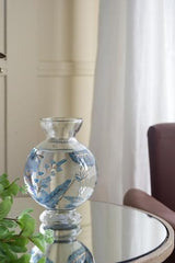 Blue Botanical Painted Glass Vase 150x150x216