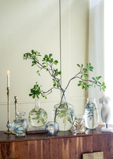 Blue Botanical Painted Glass Vase 150x150x216