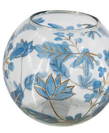 Blue Botanical Painted Glass Vase 140x140x125