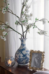 Blue Botanical Painted Glass Vase 140x140x125
