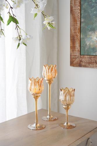 Tulip Glass Candle Holder Set of 3 - SE3154