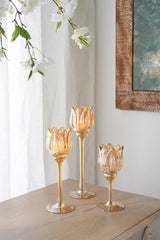 Tulip Glass Candle Holder Set of 3 - SE3154