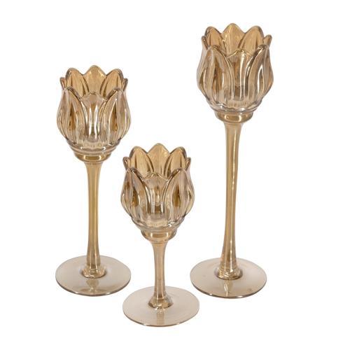 Tulip Glass Candle Holder Set of 3 - SE3154