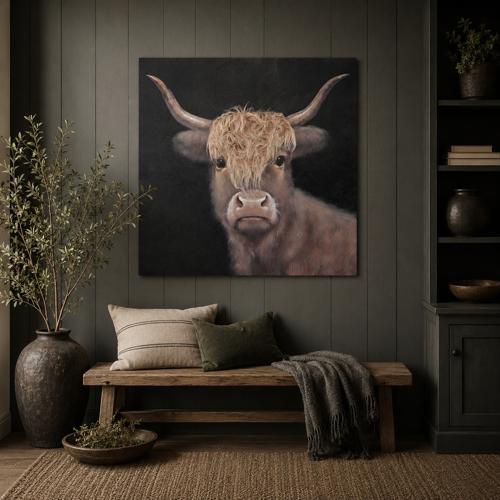 Bad Hair Day Highland Cow Canvas Wall Art 800x800