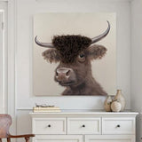 Bad Hair Day Highland Cow Canvas Wall Art 3D Faux Hair 800x800