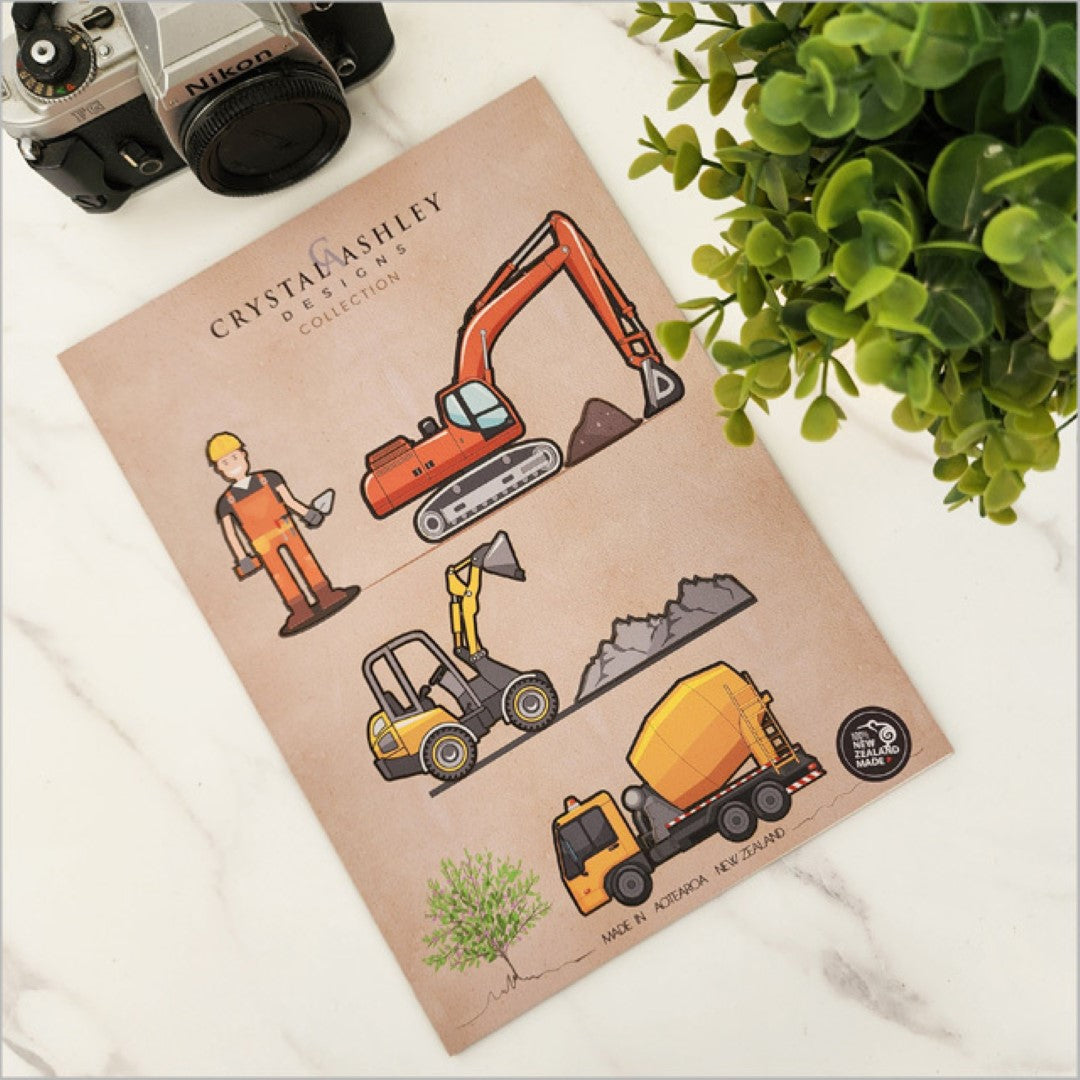 Wall Art - Pop Out Construction Digger Set