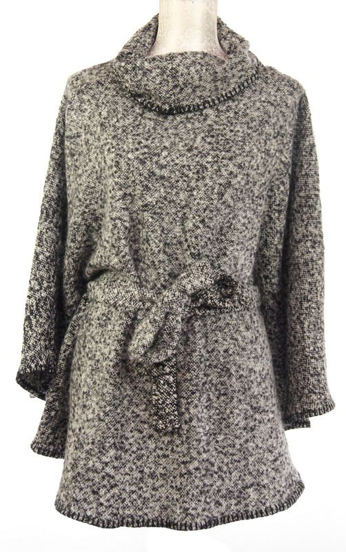 Poncho with Belt - Grey Mottled (140cm)
