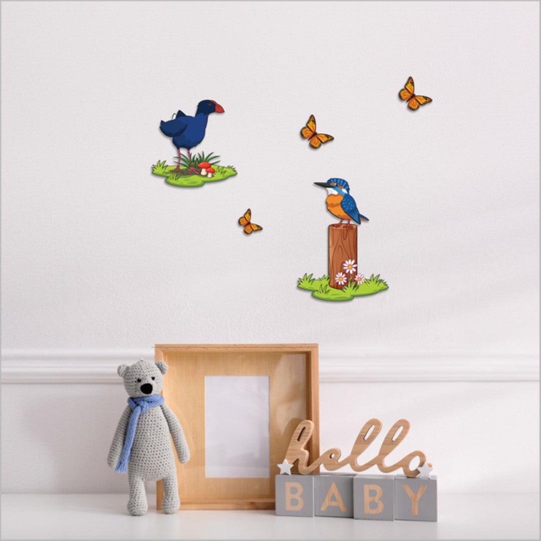 Wall Art - Pop Out Pukeko + Kingfisher Set