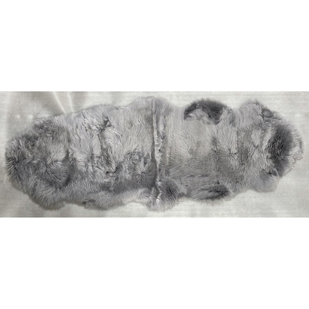Kaikoura Long Wool Double Nz Sheepskin - Grey (60cm X 1.8m)