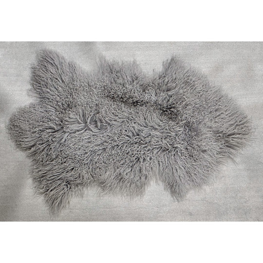 Tibetan Long Wool Single Sheepskin - Grey (60 X 90cm)