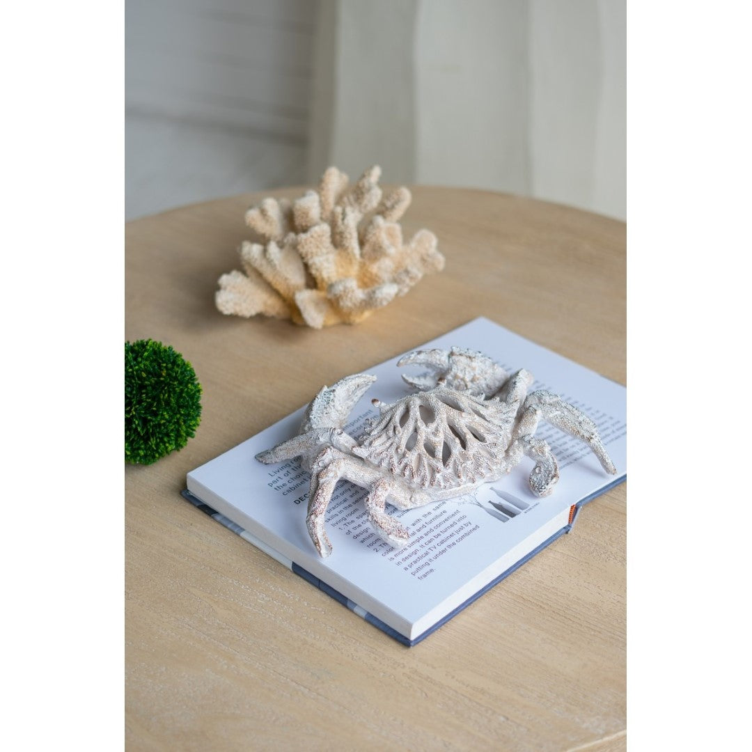 Ornament - White Coral Look Crab ( 27.8 X 18.8 X 6.8cm)