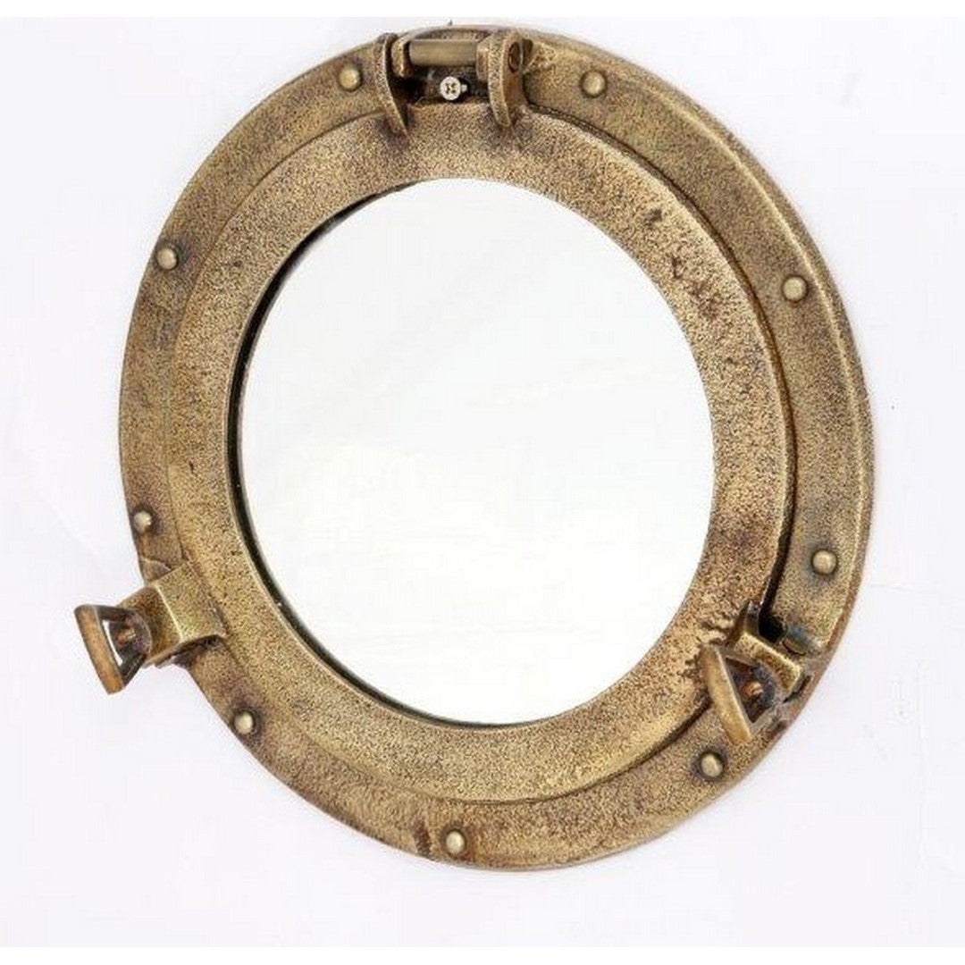 Portholke Mirror - Aluminium / Brass (29 X 6.5 X 29cm)
