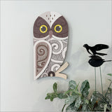 Wall Art - Printed Ruru 4 (Right Brown) Birds + Bees + Butterflies