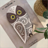 Wall Art - Printed Ruru 4 (Right Brown) Birds + Bees + Butterflies