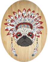 Tribal Pug - Plywood Oval - Wall Art