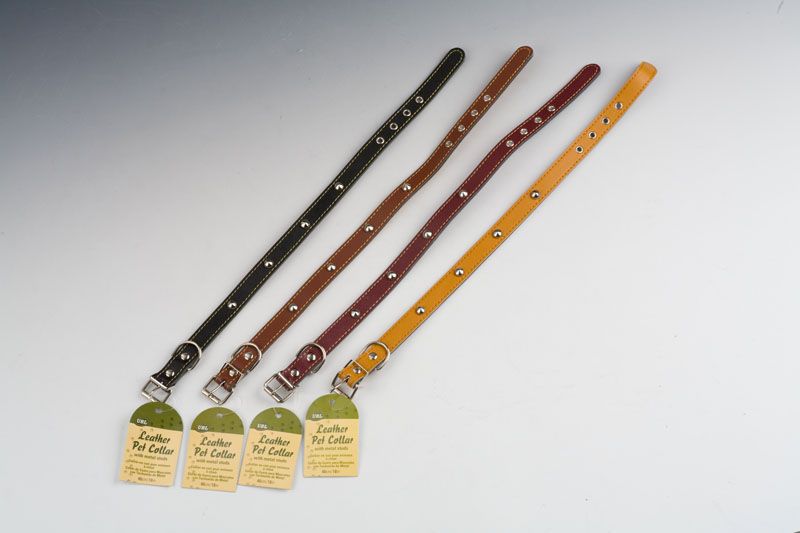 Pet Collar - Leather Metal Stud (Set Of 4 Assorted)