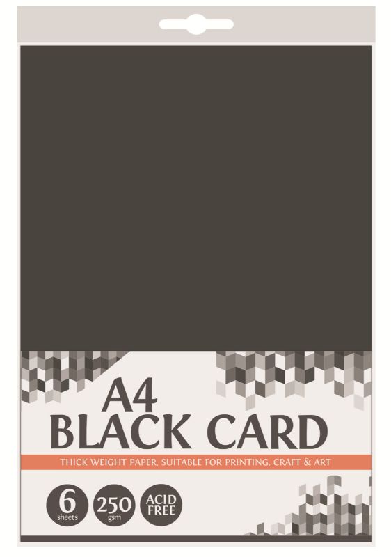 A4 Black Card - 250gsm (12 Packs)
