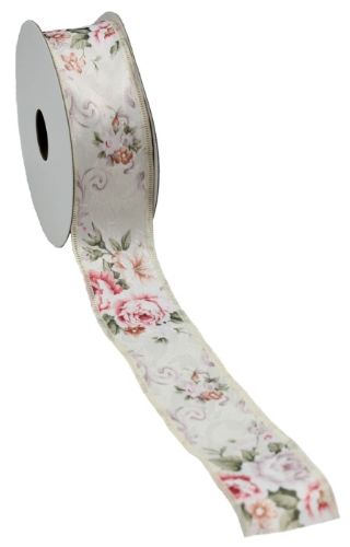 Colorful floral polyester ribbon, 4cm wide and 10m long, perfect for gifts, decorations, and DIY projects.