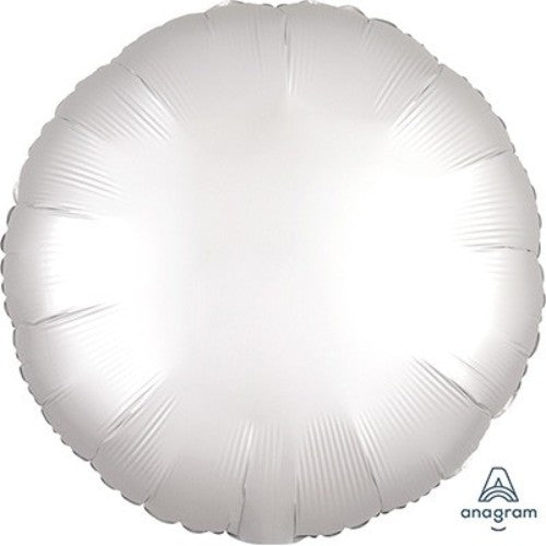 45cm Round White Satin Luxe Foil Balloon